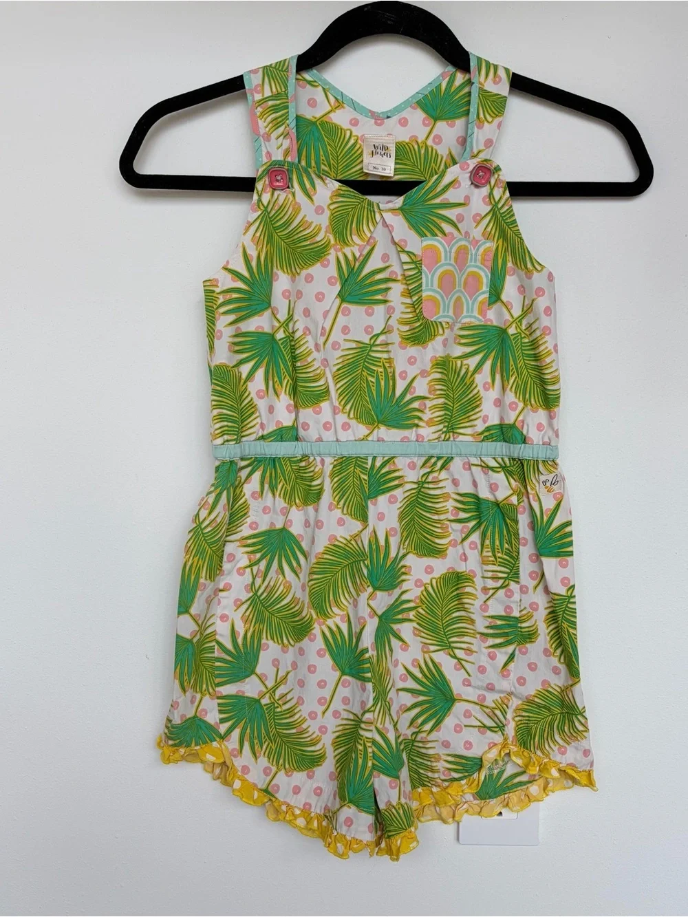 WildFlowers Girls Romper Size 10 Palm Leaf Tropical Print Ruffle Boutique